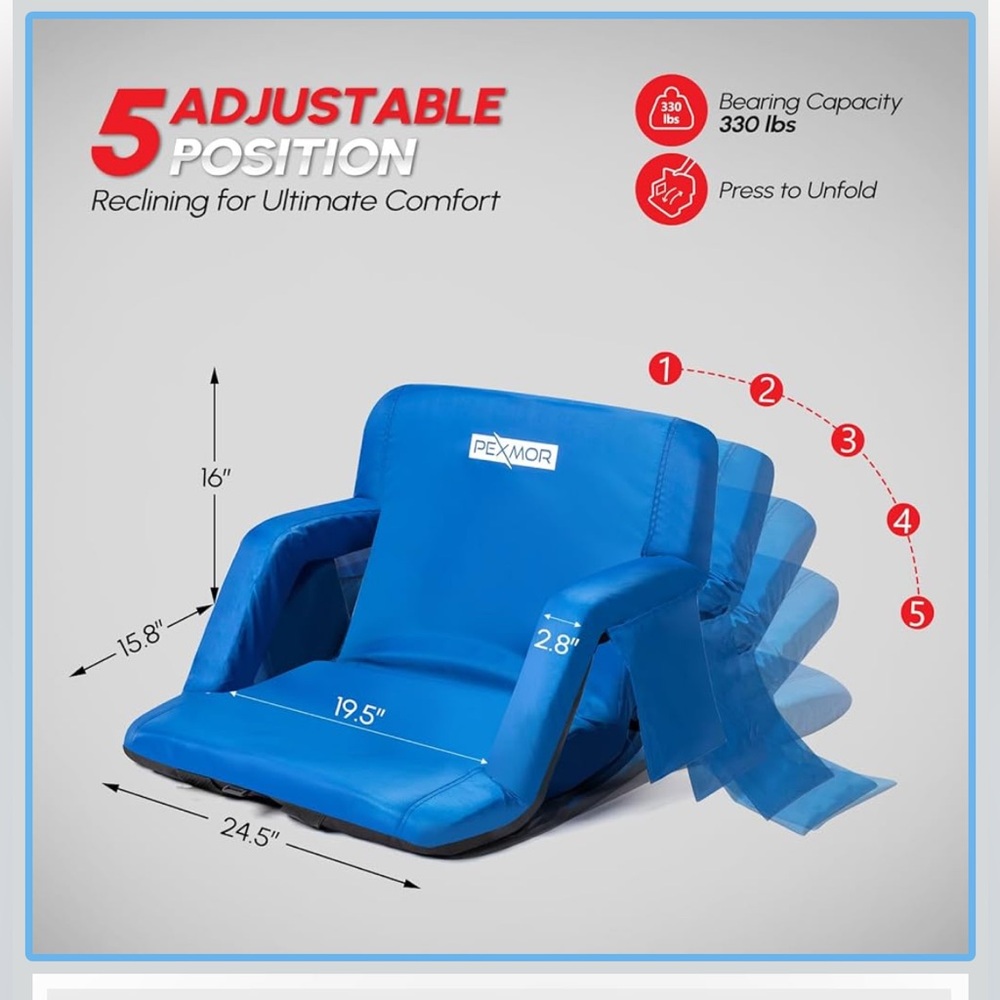 Blue Stadium Seat with Armrests